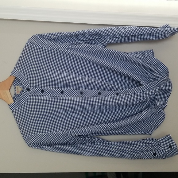 Blue/white Plaid twisted front shirt - Picture 1 of 7